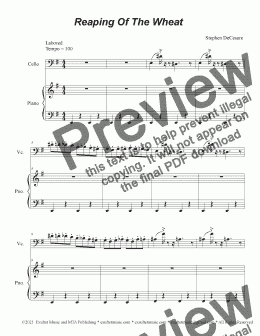 page one of Reaping Of The Wheat (Cello solo and Piano)