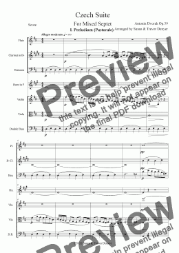 page one of Czech Suite - Dvorak - Mixed Septet - Score