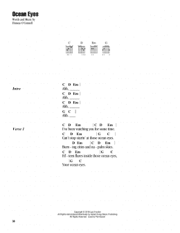 page one of ocean eyes (Guitar Chords/Lyrics)