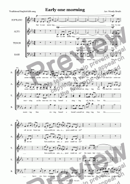 page one of Early one morning (SATB)
