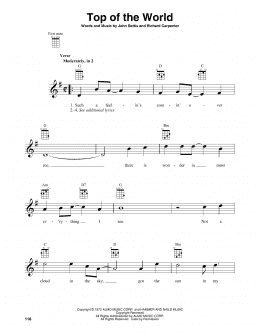 page one of Top Of The World (Baritone Ukulele)