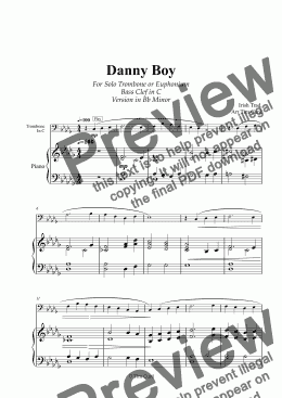 page one of Danny Boy Trombone C (Concert Bb Minor) - 