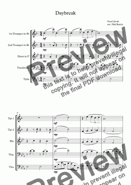 page one of Daybreak - Brass Quintet