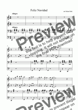 page one of Feliz Navidad    Piano Duet