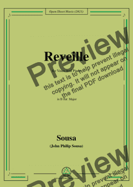 page one of Sousa-Reveille,in B flat Major,for Voice and Piano