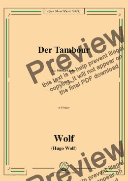 page one of Wolf-Der Tambour,in E Major,IHW 22 No.5,from Morike-Lieder,for Voice and Piano