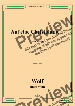 page one of Wolf-Auf eine Christblume II,in c sharp minor,IHW 22 No.21,from Morike-Lieder,for Voice and Piano