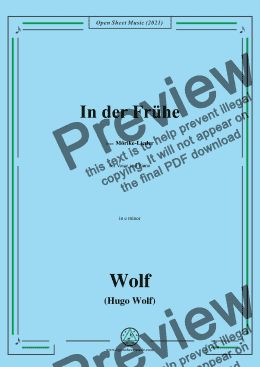 page one of Wolf-In der Fruhe,in e minor,IHW 22 No.24,from Morike-Lieder,for Voice and Piano