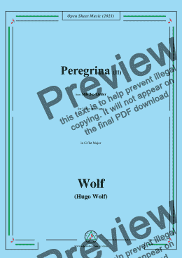 page one of Wolf-Peregrina II,in G flat Major,IHW 22 No.34,from Morike-Lieder,for Voice and Piano