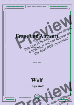 page one of Wolf-Frage und Antwort,in A flat Major,IHW 22 No.35,from Morike-Lieder,for Voice and Piano