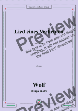 page one of Wolf-Lied eines Verliebten,in b minor,IHW 22 No.43,from Morike-Lieder,for Voice and Piano