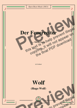 page one of Wolf-Der Feuerreiter,in b minor,IHW 22 No.44,from Morike-Lieder,for Voice and Piano