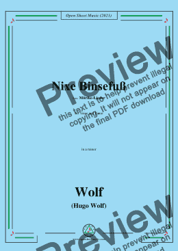 page one of Wolf-Nixe Binsefuß,in a minor,IHW 22 No.45,from Morike-Lieder,for Voice and Piano