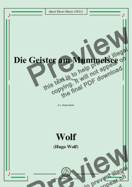 page one of Wolf-Die Geister am Mummelsee,in c sharp minor,IHW 22 No.47,from Morike-Lieder,for Voice and Piano