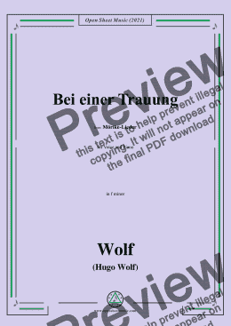 page one of Wolf-Bei einer Trauung,in f minor,IHW 22 No.51,from Morike-Lieder,for Voice and Piano