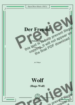 page one of Wolf-Der Freund,in E Major,IHW 7 No.1,from Eichendorff-Lieder,for Voice and Piano