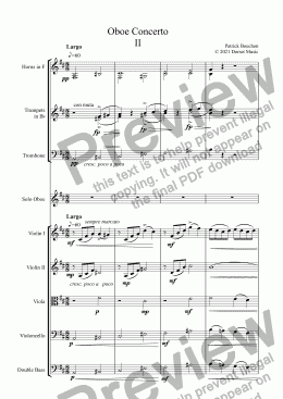 page one of Oboe Concerto  2nd Movement