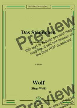 page one of Wolf-Das Standchen,in D Major,IHW 7 No.4,from Eichendorff-Lieder,for Voice and Piano