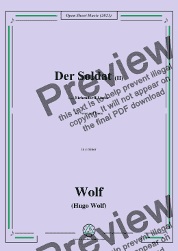 page one of Wolf-Der Soldat II,in c minor,IHW 7 No.6,for Voice and Piano