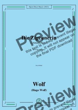 page one of Wolf-Die Zigeunerin,in a minor,IHW 7 No.7,from Eichendorff-Lieder,for Voice and Piano