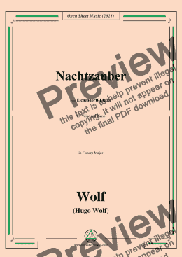 page one of Wolf-Nachtzauber,in F sharp Major,IHW 7 No.8,from Eichendorff-Lieder,for Voice and Piano