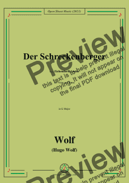 page one of Wolf-Der Schreckenberger,in G Major,IHW 7 No.9,from Eichendorff-Lieder,for Voice and Piano