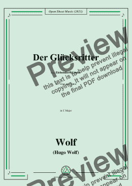 page one of Wolf-Der Glucksritter,in C Major,IHW 7 No.10,from Eichendorff-Lieder,for Voice and Piano