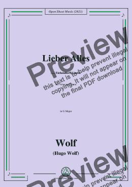 page one of Wolf-Lieber Alles,in G Major,IHW 7 No.11,from Eichendorff-Lieder,for Voice and Piano