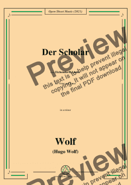 page one of Wolf-Der Scholar,in a minor,IHW 7 No.13,from Eichendorff-Lieder,for Voice and Piano