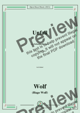 page one of Wolf-Unfall,in d minor,IHW 7 No.15,from Eichendorff-Lieder,for Voice and Piano