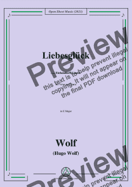 page one of Wolf-Liebesgluck,in E Major,IHW 7 No.16,from Eichendorff-Lieder,for Voice and Piano