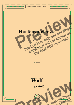 page one of Wolf-Harfenspieler III,in f minor,IHW10 No.3,from Goethe Lieder,for Voice and Piano