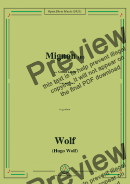 page one of Wolf-Mignon II,in g minor,IHW10 No.6,from Goethe Lieder,for Voice and Piano