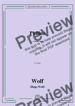 page one of Wolf-Philine,in A Major,IHW10 No.8,from Goethe Lieder,for Voice and Piano