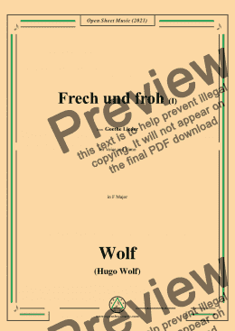 page one of Wolf-Frech und froh I,in F Major,IHW10 No.16,from Goethe Lieder,for Voice and Piano