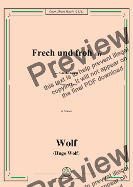 page one of Wolf-Frech und froh II,in f minor,IHW10 No.17,from Goethe Lieder,for Voice and Piano