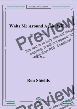 page one of Ren Shields-Waltz Me Around Again Willie,in B flat Major,for Voice and Piano