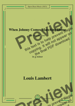 page one of Louis Lambert.-When Johnny Comes Marching Home,in g minor,for Voice and Piano