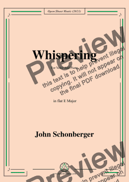 page one of John Schonberger-Whispering,in E flat Major,for Voice and Piano