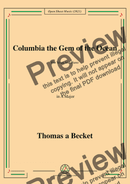 page one of David T. Shaw-Columbia the Land of the Brave,in A Major,for Voice and Piano