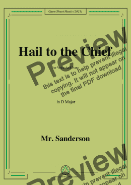 page one of Mr. Sanderson-Hail to the Chief,in D Major,for Voice and Piano