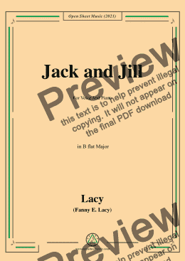 page one of Fanny E.Lacy-Jack and Jill,in B flat Major,for Voice and Piano