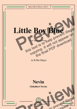 page one of Ethelbert Nevin-Little Boy Blue,in B flat Major,for Voice and Piano