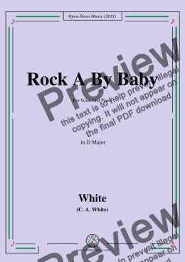 page one of C.A.White-Rock A Bye Baby,in D Major,for Voice and Piano