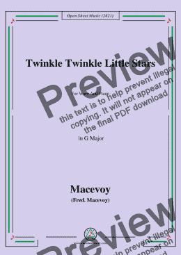 page one of Frel Mac Evoy-Twinkle Twinkle Little Star,in G Major,for Voice and Piano