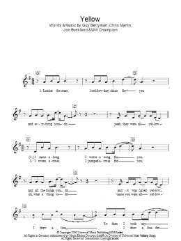 page one of Yellow (Lead Sheet / Fake Book)