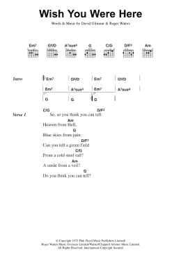 page one of Wish You Were Here (Guitar Chords/Lyrics)