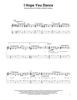 page one of I Hope You Dance (Easy Ukulele Tab)