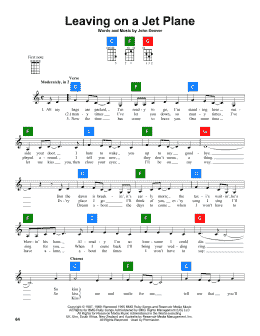 page one of Leaving On A Jet Plane (UkeBuddy)