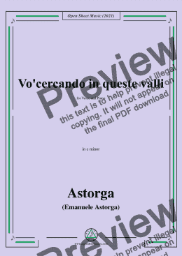 page one of Astorga-Vocercando in queste valli,in c minor,for Voice and Piano